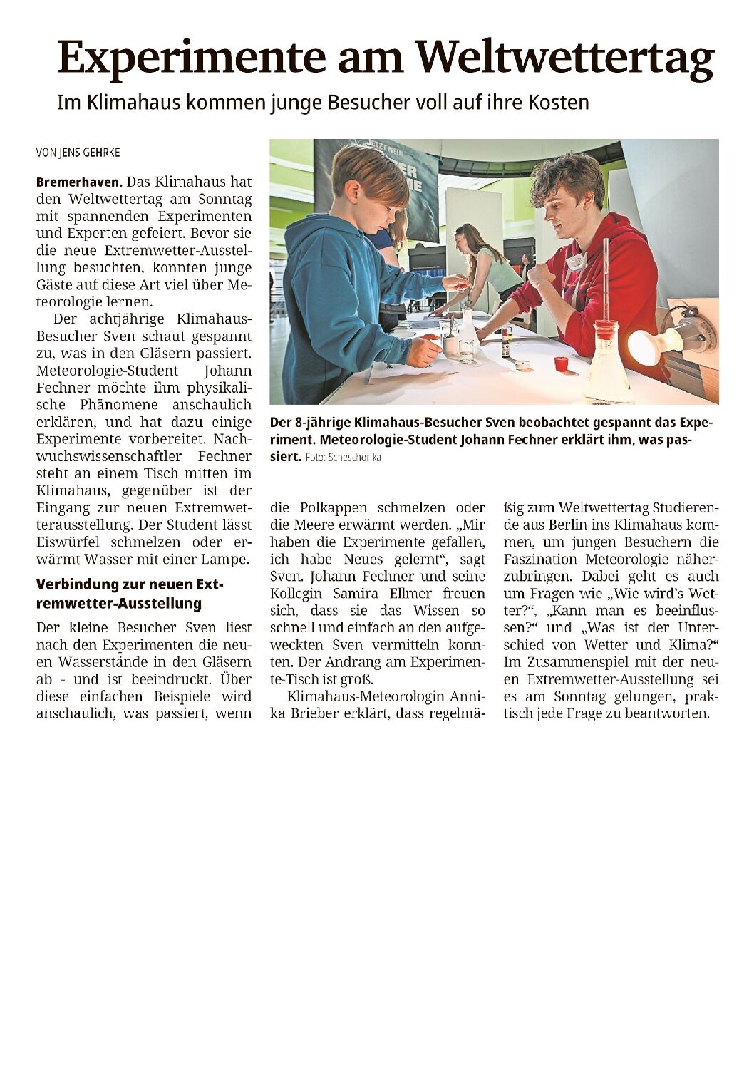 Nordsee-Zeitung_230325_Experimente am Weltwettertag